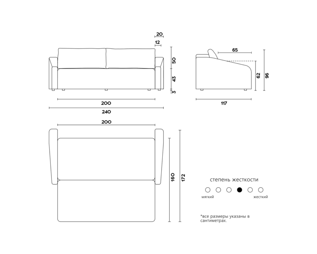 Размеры дивана стандарт раскладной